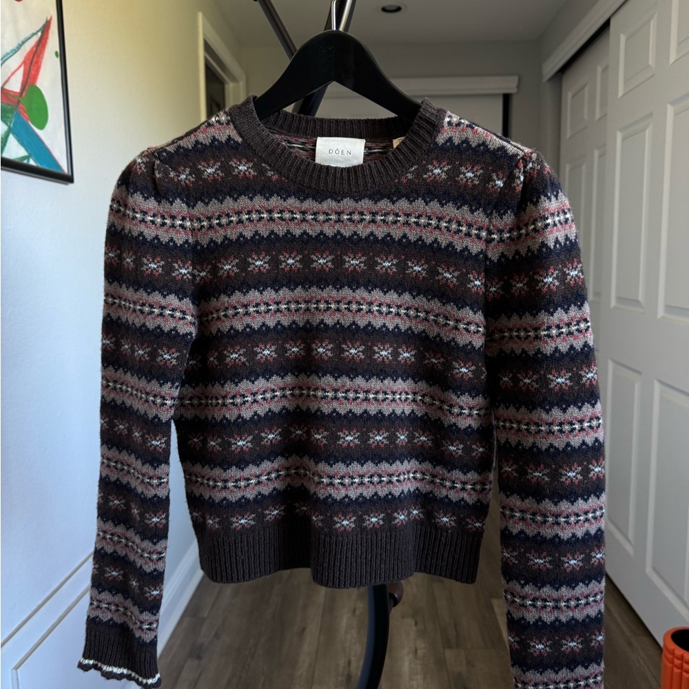 Doen Multicolor Patterned Crew Neck Sweater